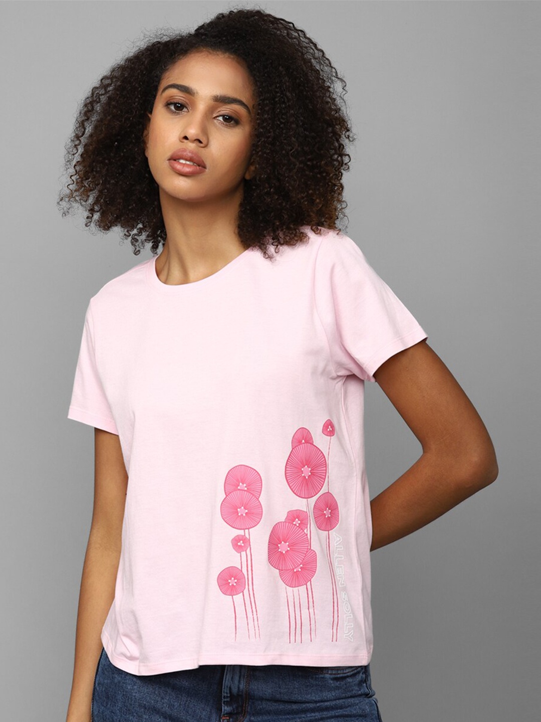 

Allen Solly Woman Floral Printed Pure Cotton T-Shirt, Pink