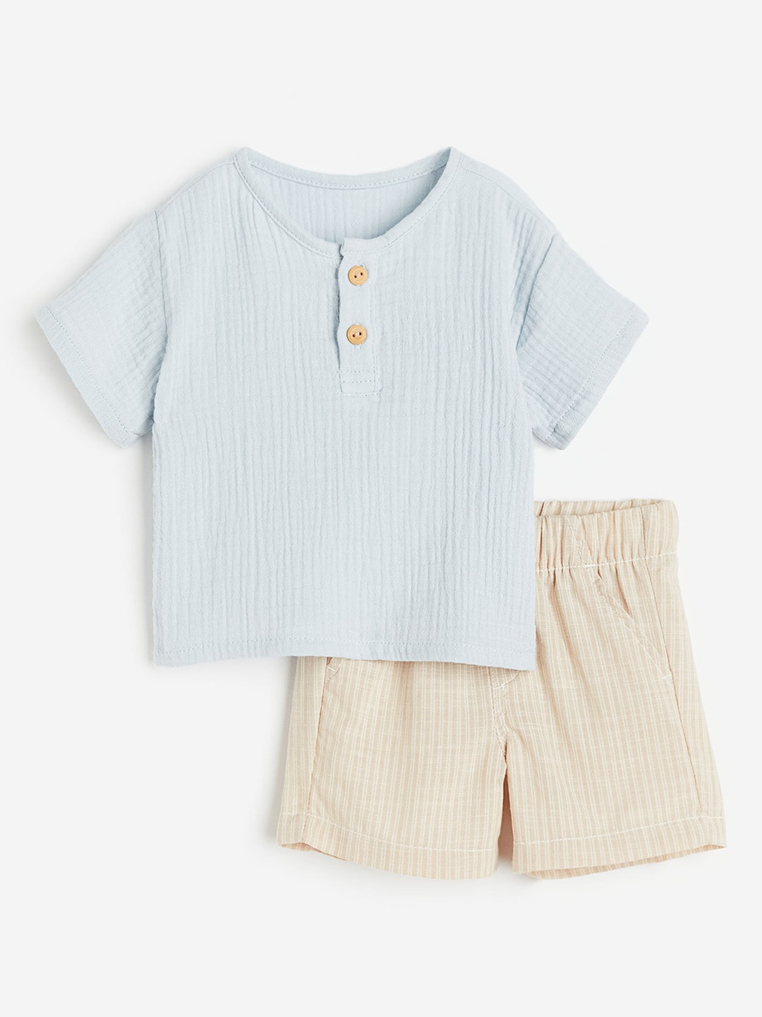 

H&M Boys 2-Piece Pure Cotton Set, Beige