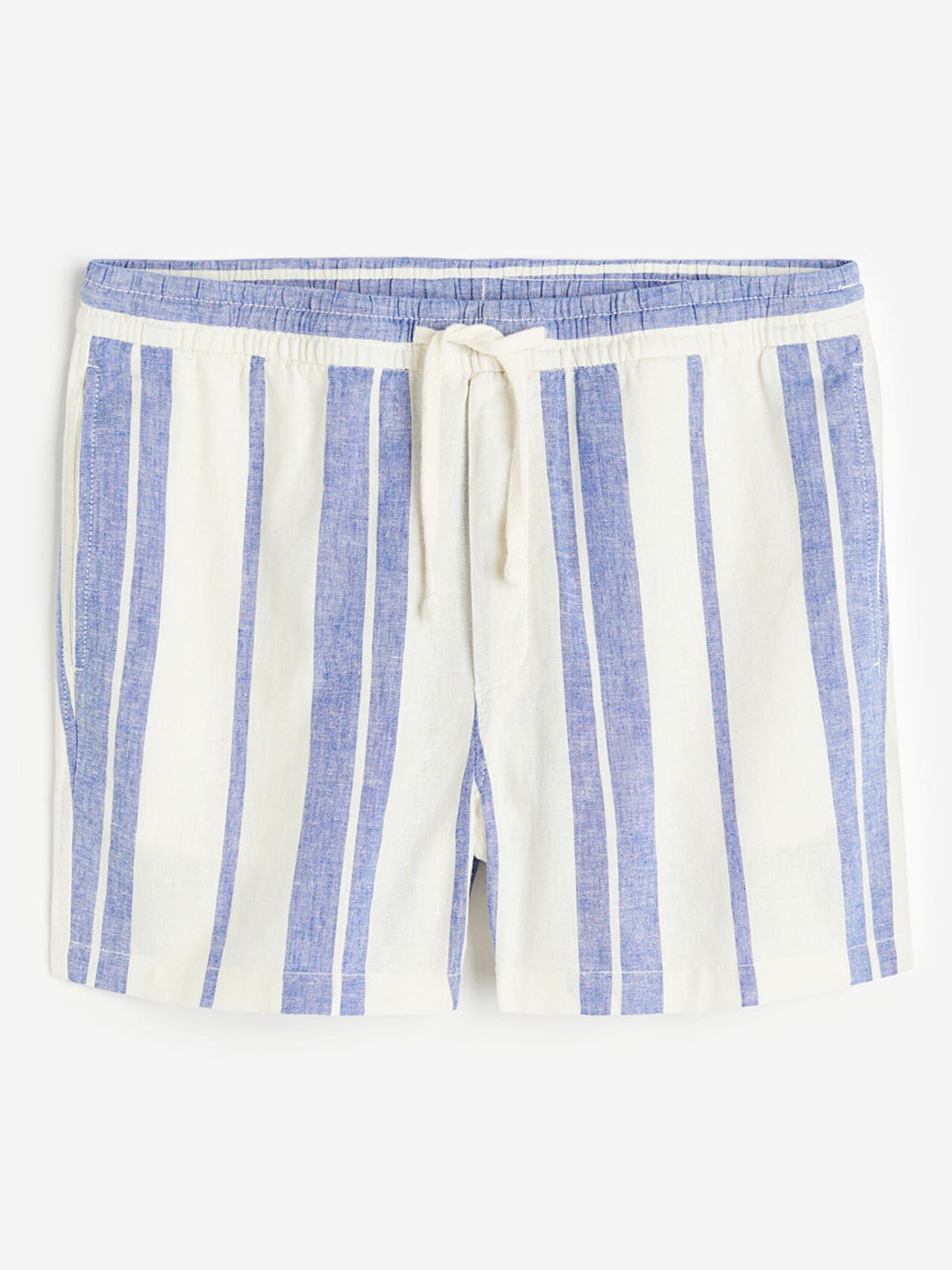

H&M Men Regular Fit Linen-Blend Shorts, Blue