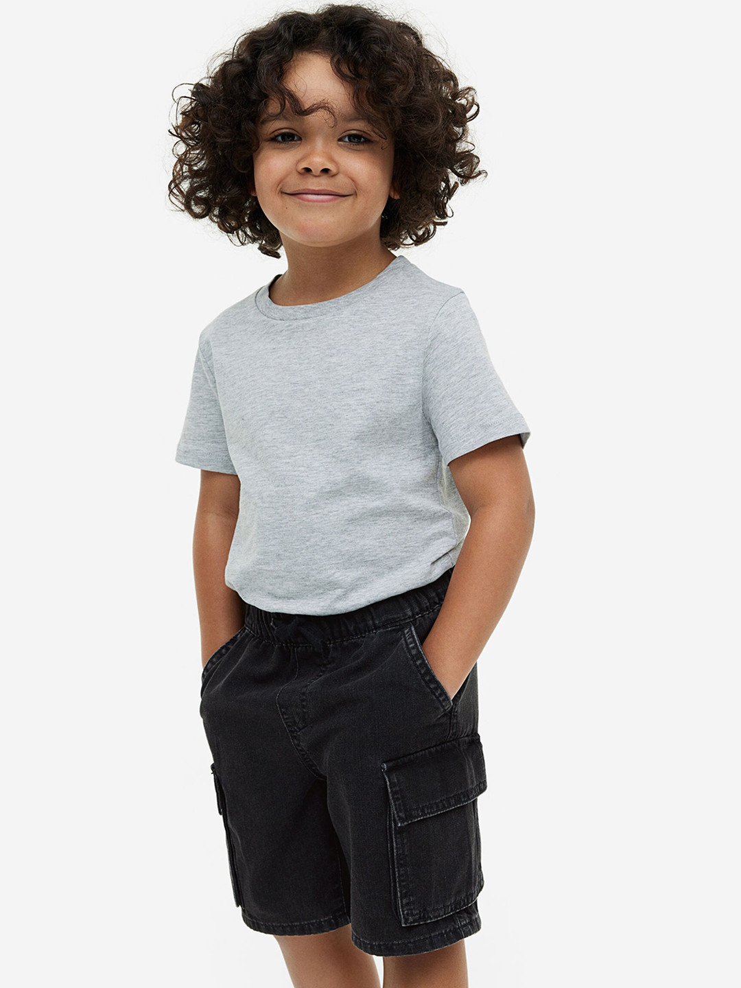 

H&M Boys Cotton Cargo Shorts, Black