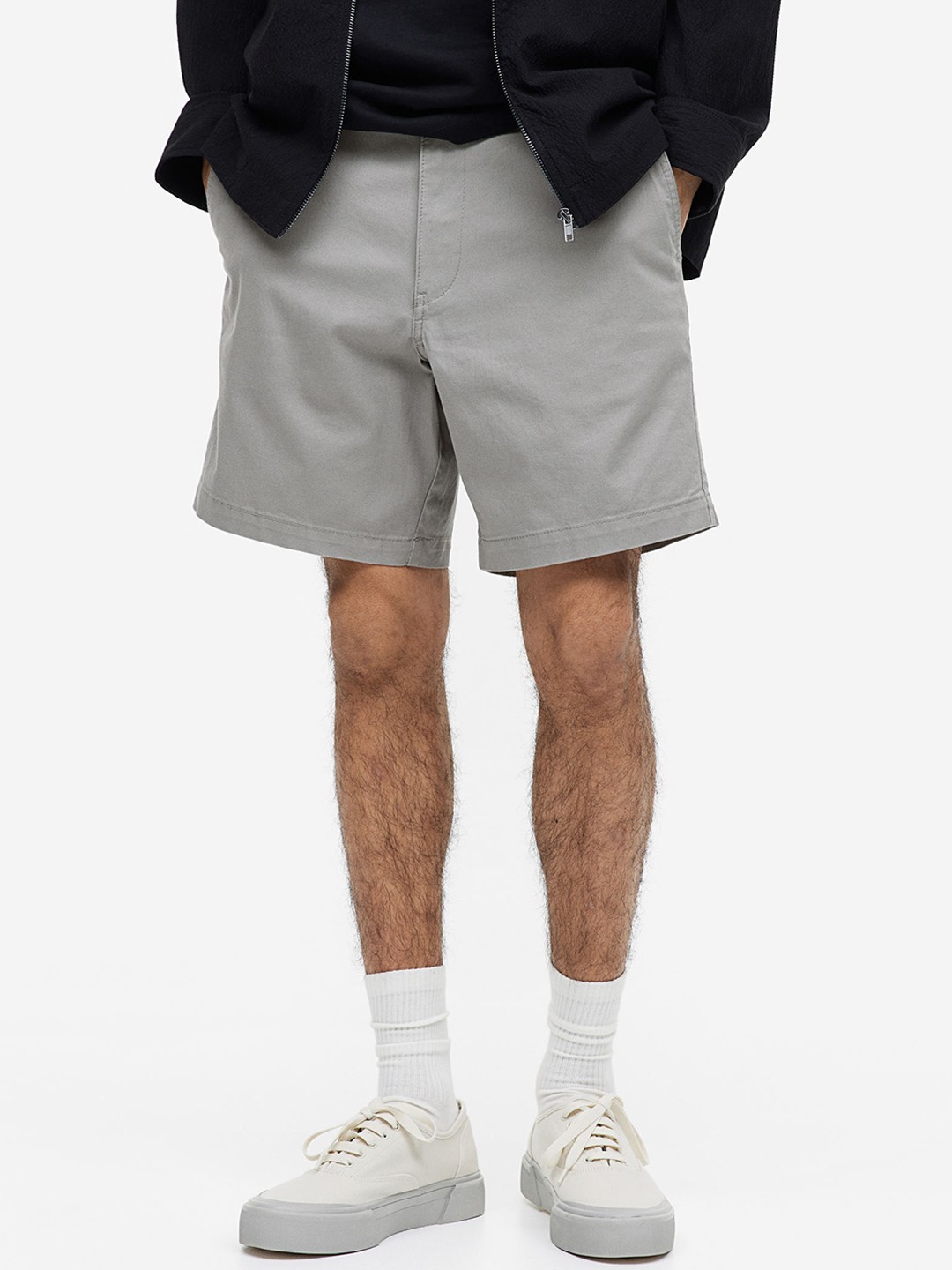 

H&M Men Regular Fit Chino Shorts, Grey