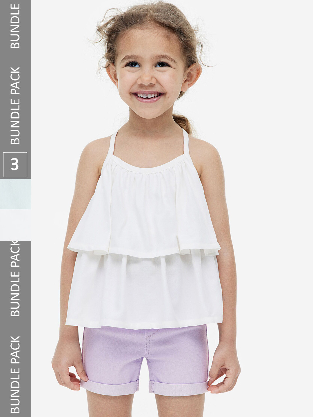 

H&M Girls 3-Pack Denim Shorts, White