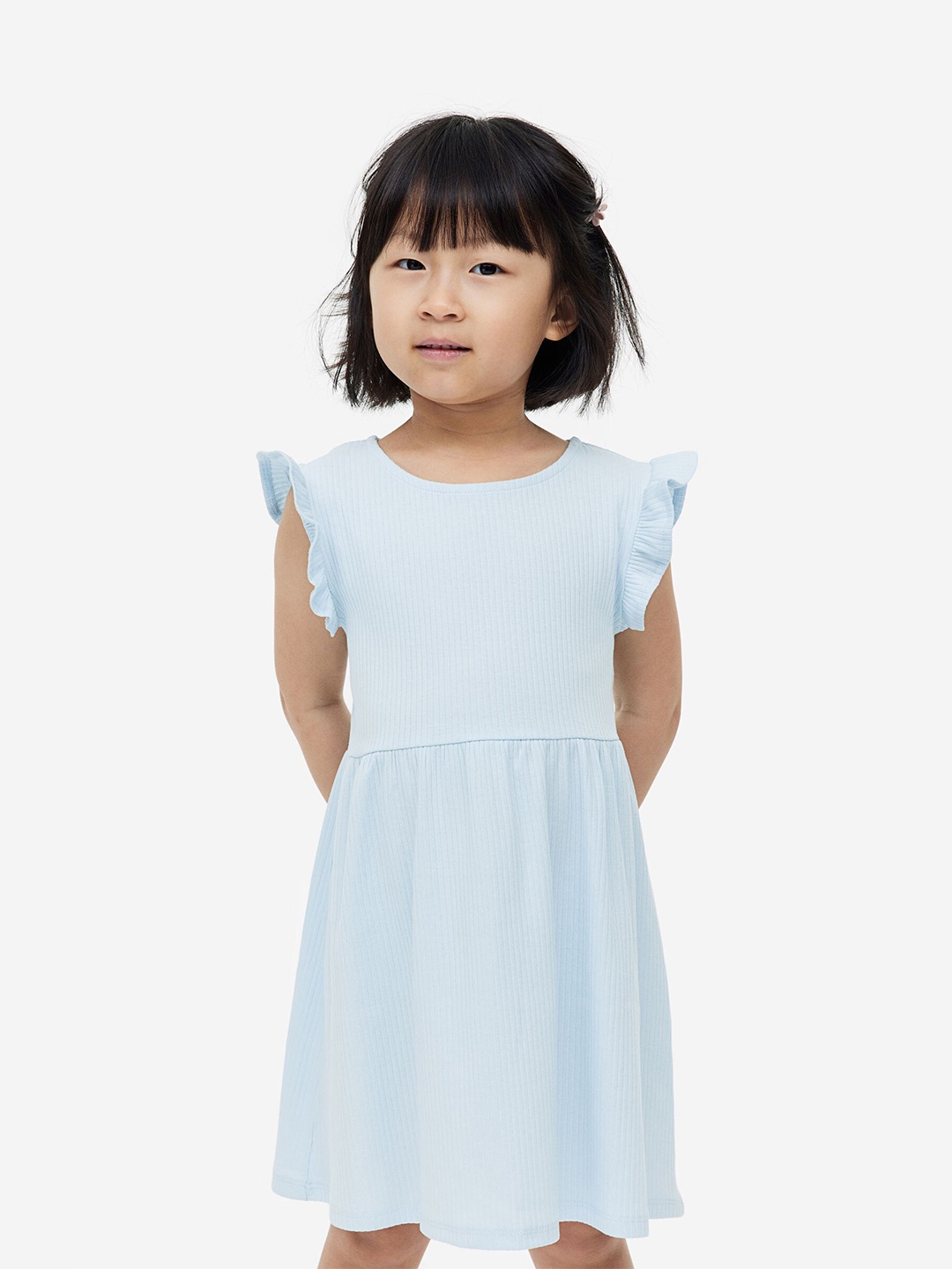 

H&M Girls Ribbed Jersey Dress, Blue