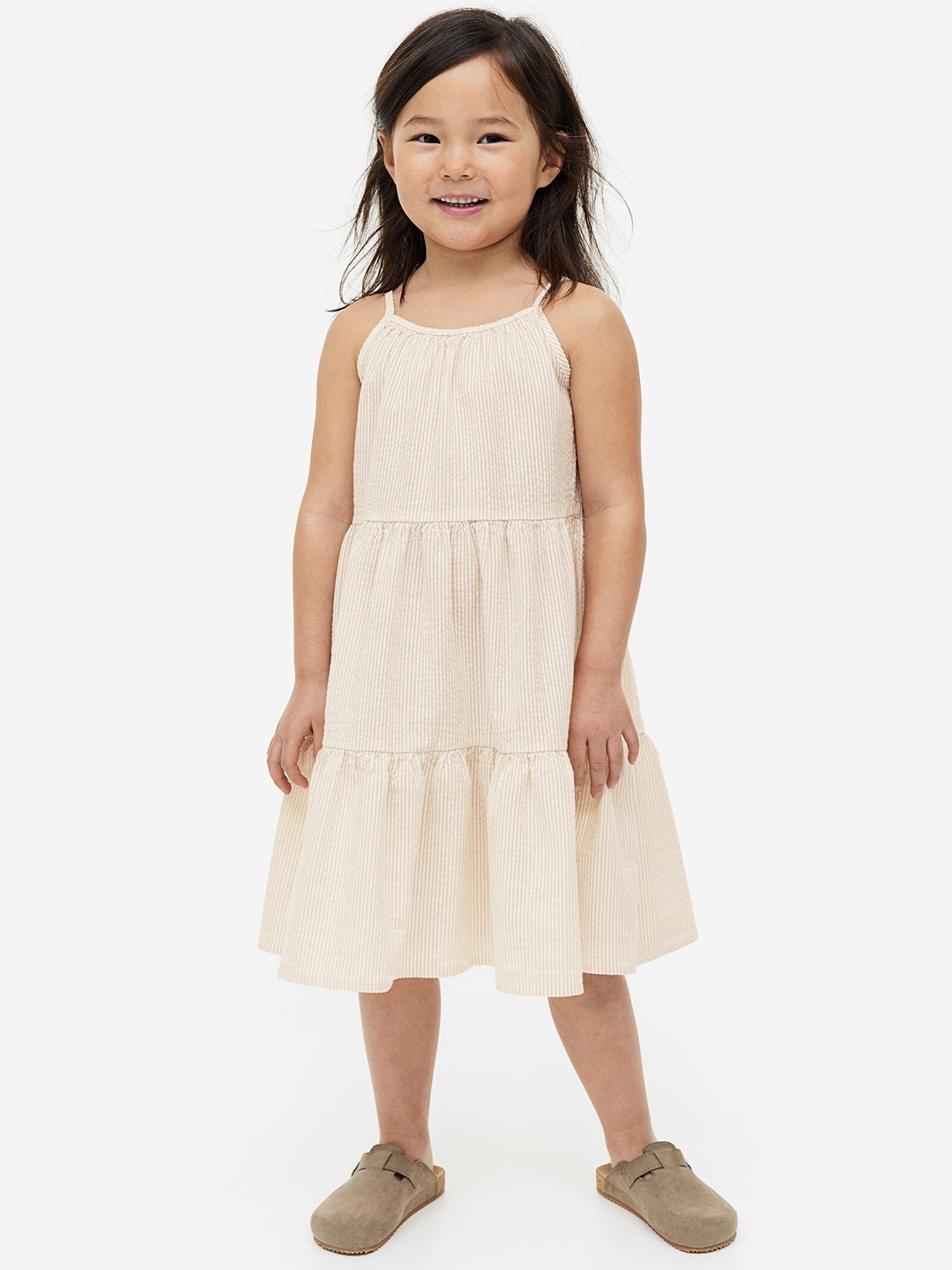 

H&M Girls Pure Cotton Sleeveless Dress, Beige