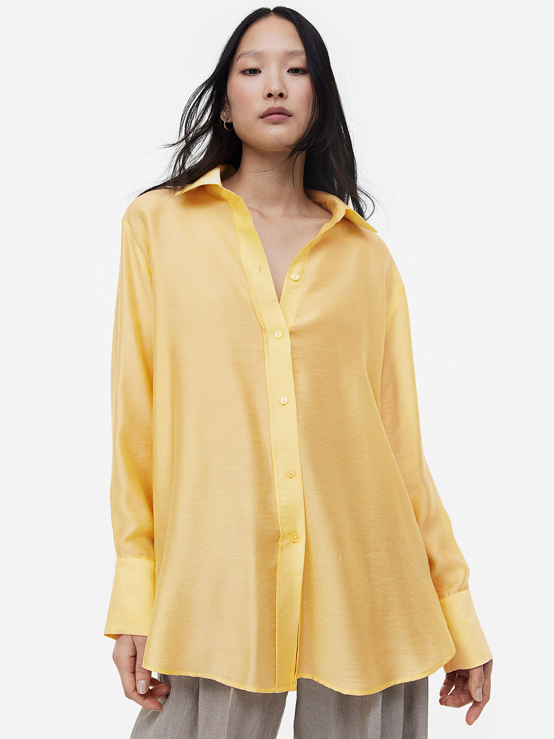 

H&M Relaxed-Fit Shirt, Yellow