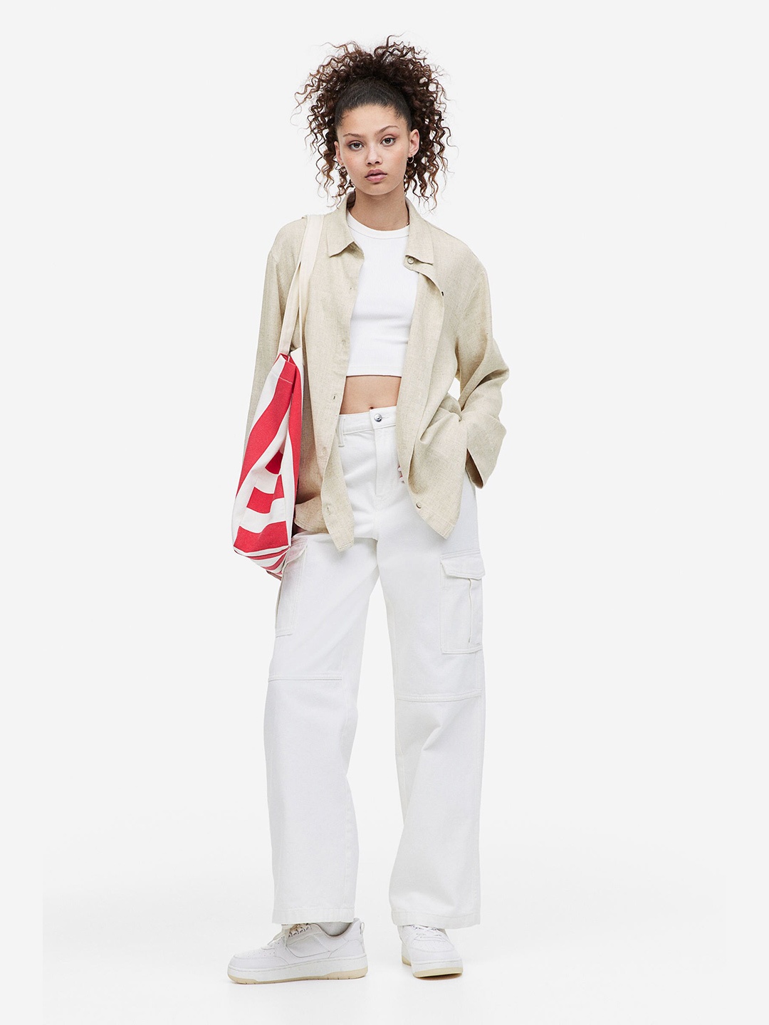 

H&M Linen-Blend Shirt, Beige