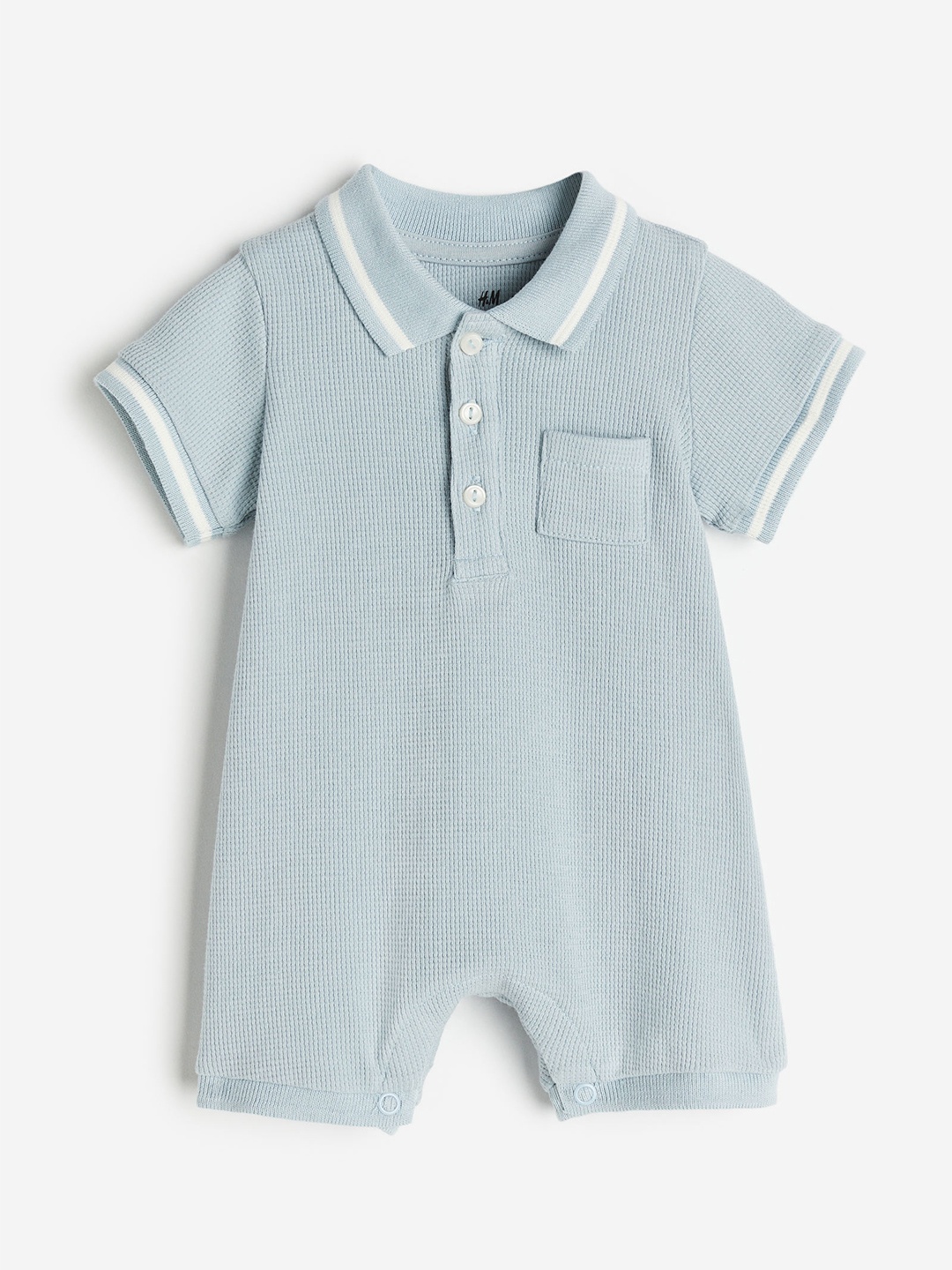 

H&M Infant Boys Collared Romper Pure Cotton Suit, Blue