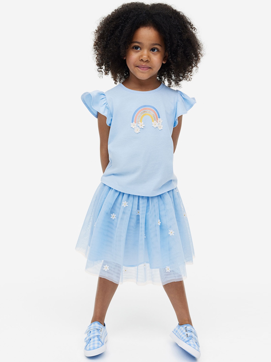 

H&M Girls 2-Piece Pure Cotton Tulle Set, Blue