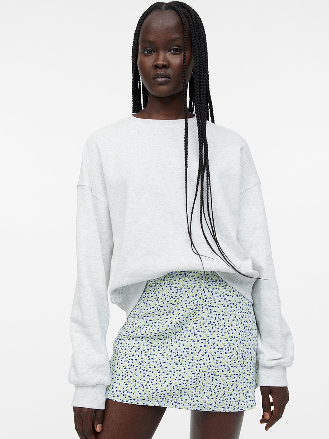 

H&M Patterned A-Line Skirt, Green