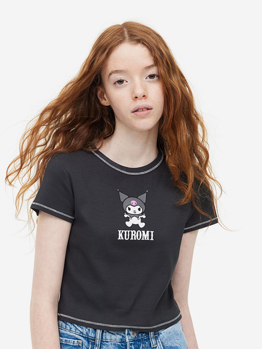 

H&M Girls Printed T-Shirt, Black