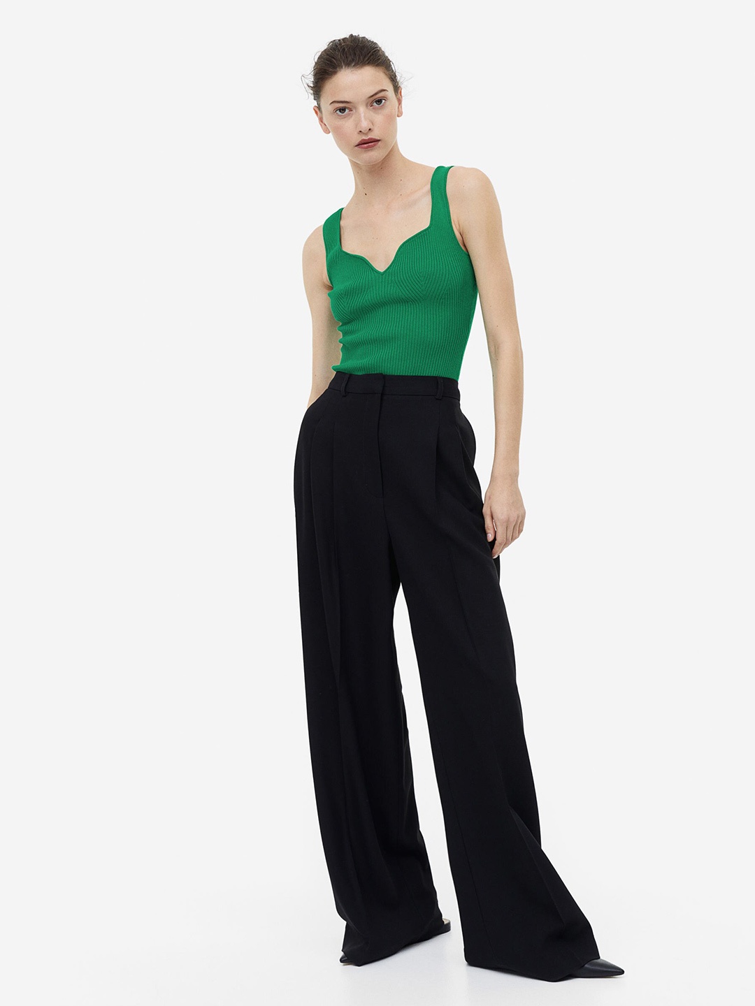 

H&M Rib-Knit Vest Top, Green