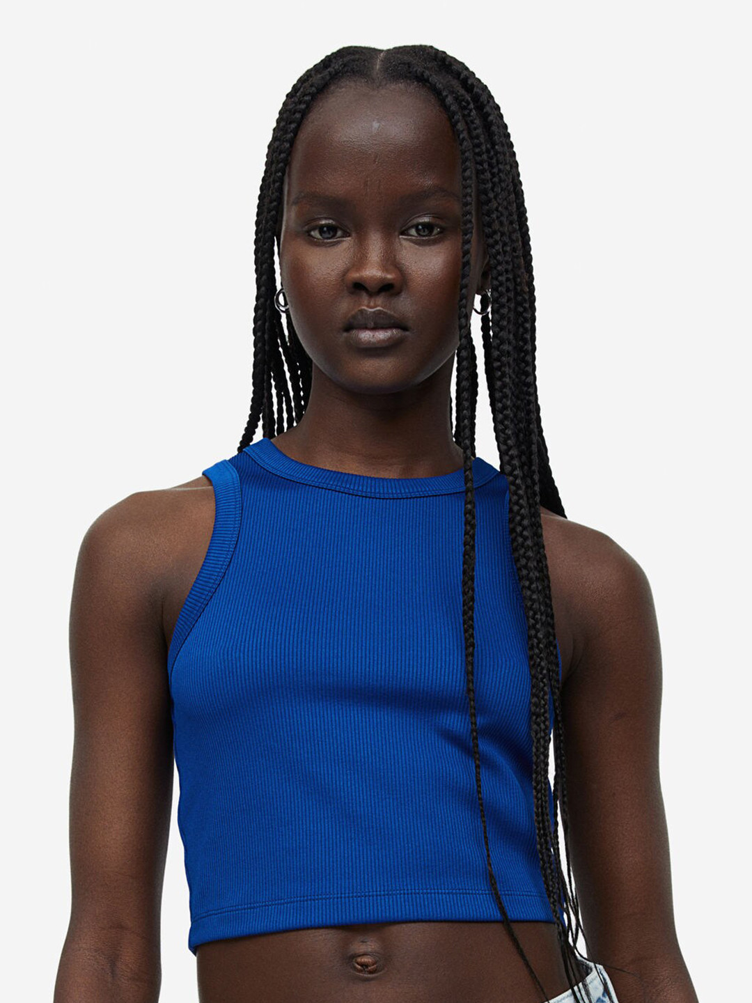 

H&M Cropped Vest Top, Blue