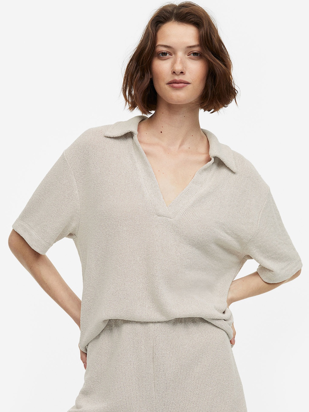 

H&M Collared Top, Beige