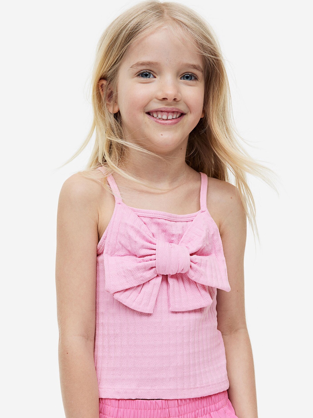 

H&M Girls Bow-Detail Strappy Top, Pink