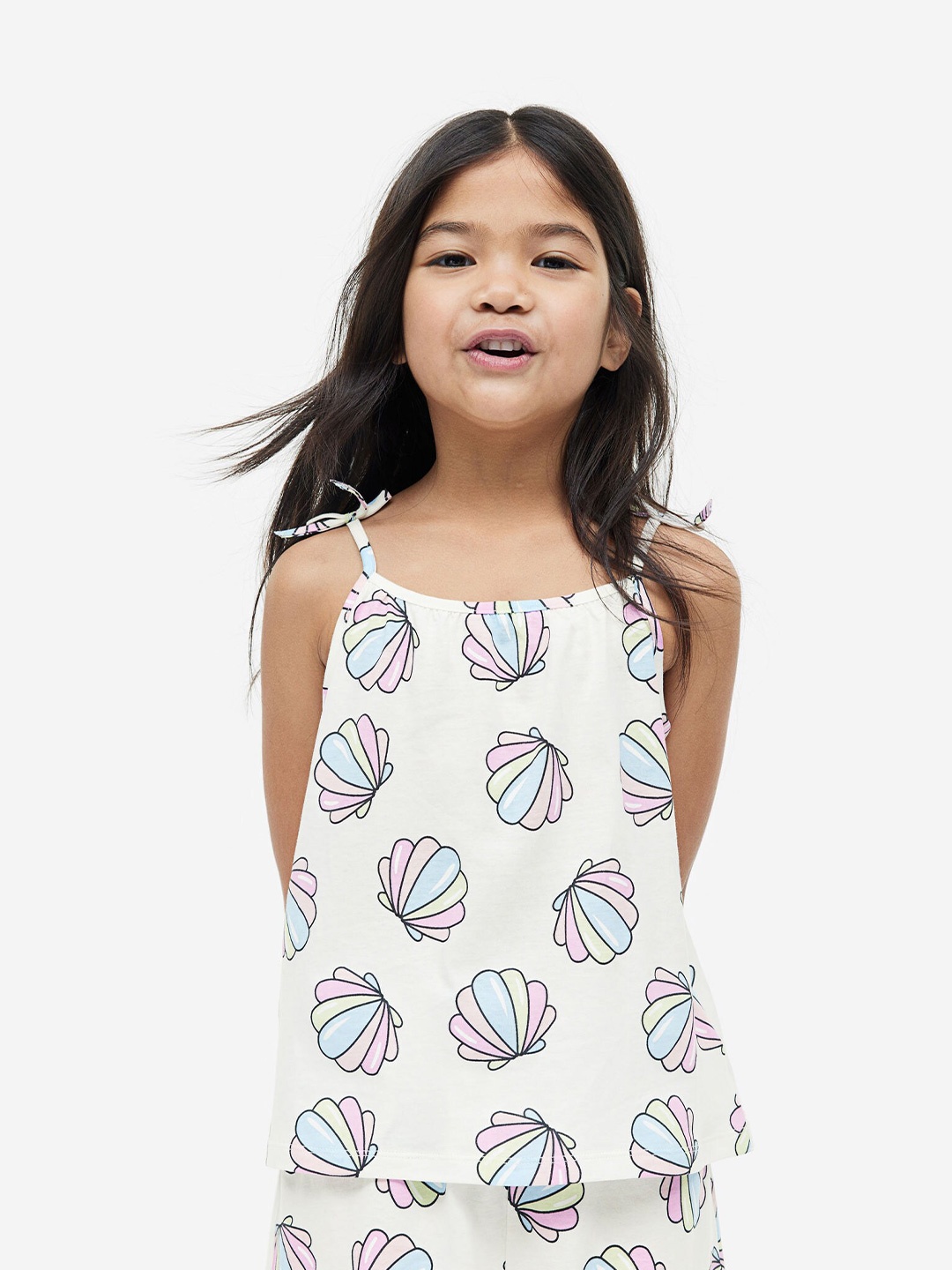 

H&M Girls 5-Pack Cotton Jersey Strappy Tops, Black