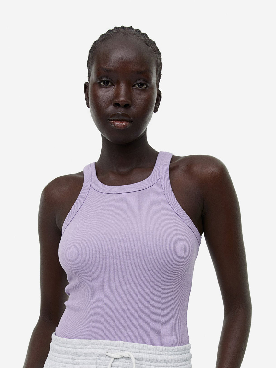 

H&M Ribbed Vest Top, Purple