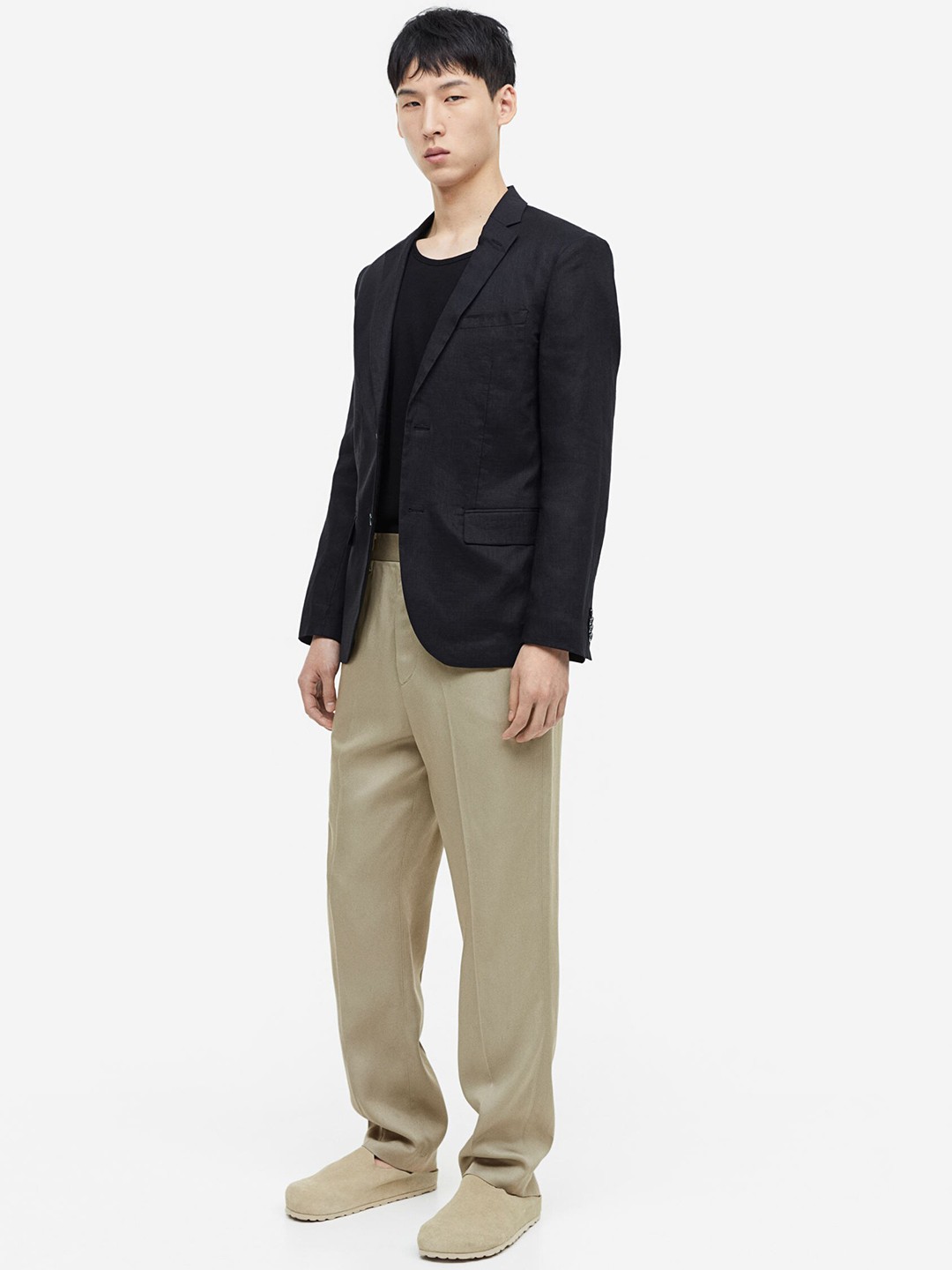 

H&M Men Regular Fit Tailored Lyocell Trousers, Beige