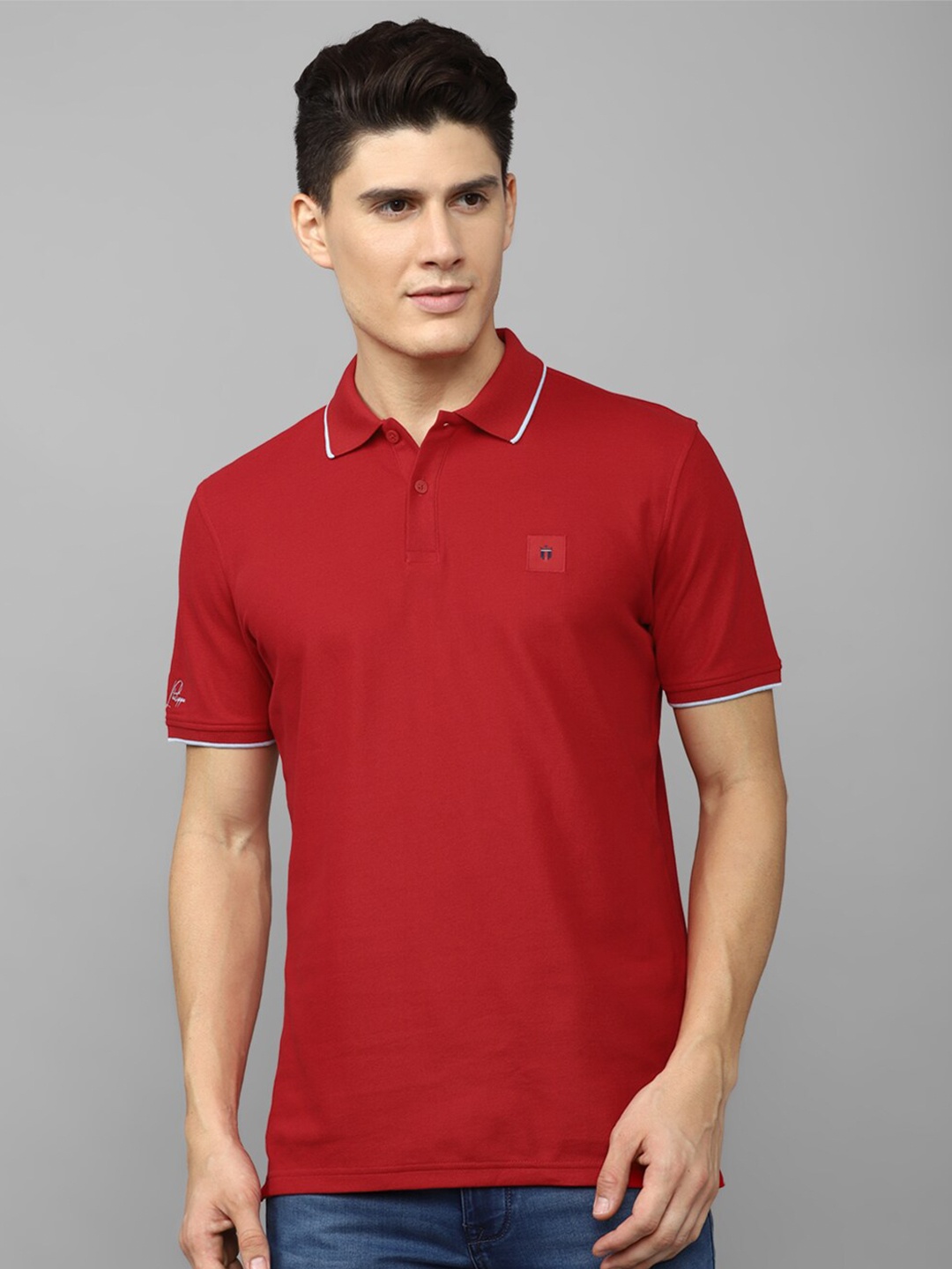 

Louis Philippe Sport Polo Collar Pure Cotton Slim Fit T-shirt, Red