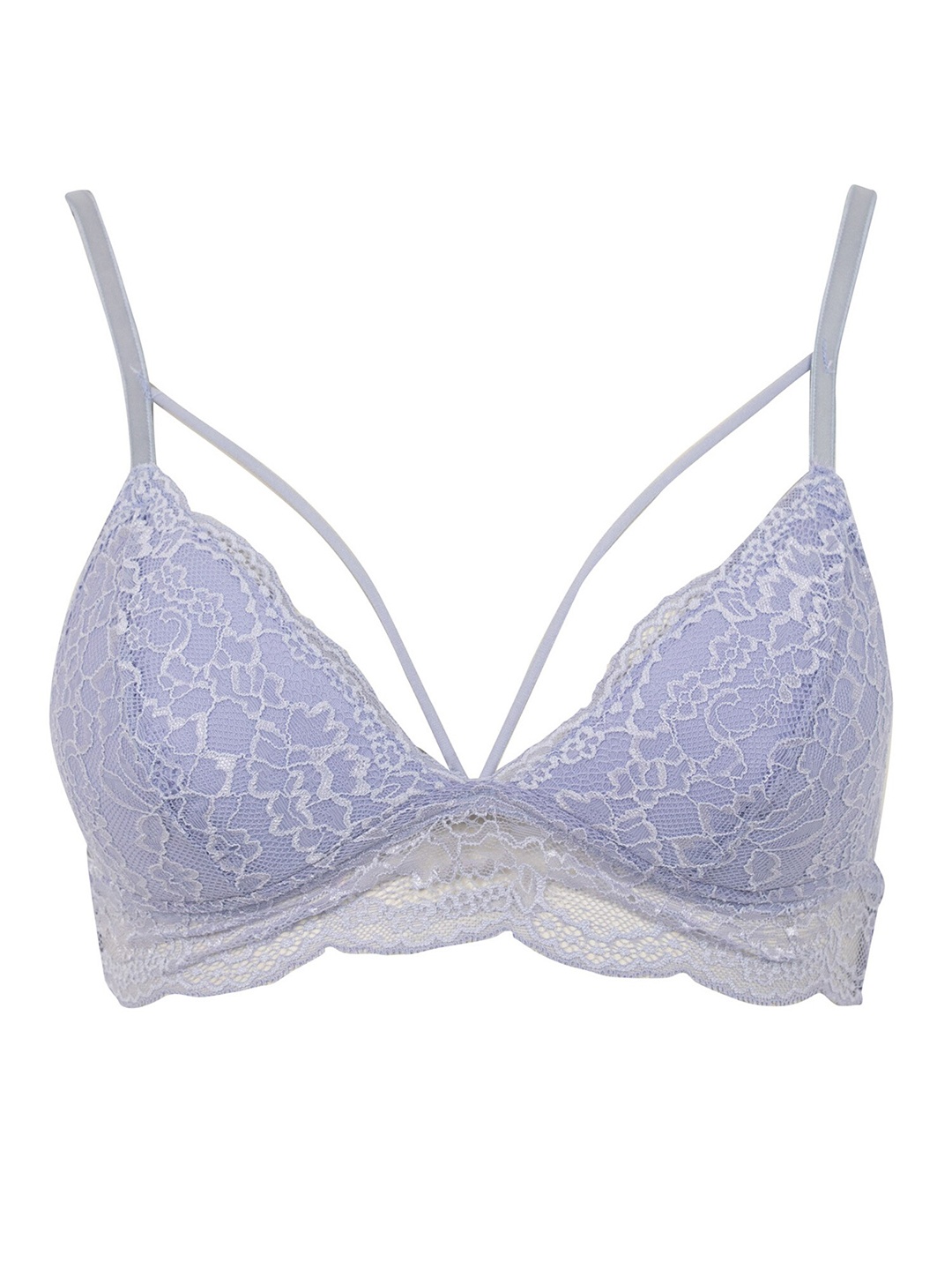 

DeFacto Floral Non-Wired All Day Comfort Medium Coverage Lace Bralette, Blue