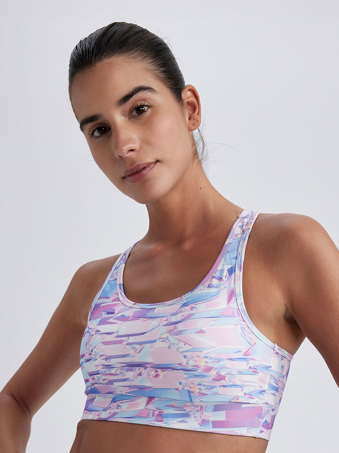 

DeFacto Abstract Medium Coverage Sports Bra, Purple