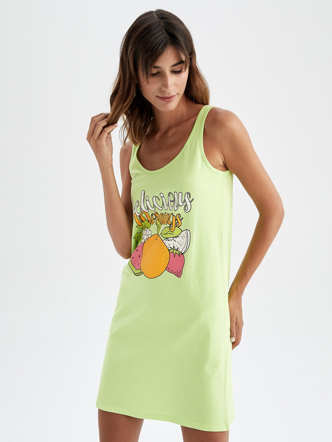 

DeFacto Print A-Line Dress, Green