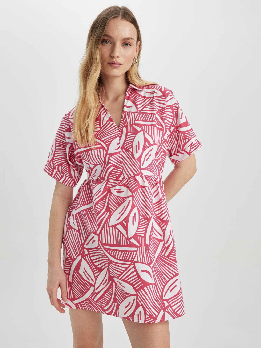 

DeFacto Floral Print A-Line Dress, Pink