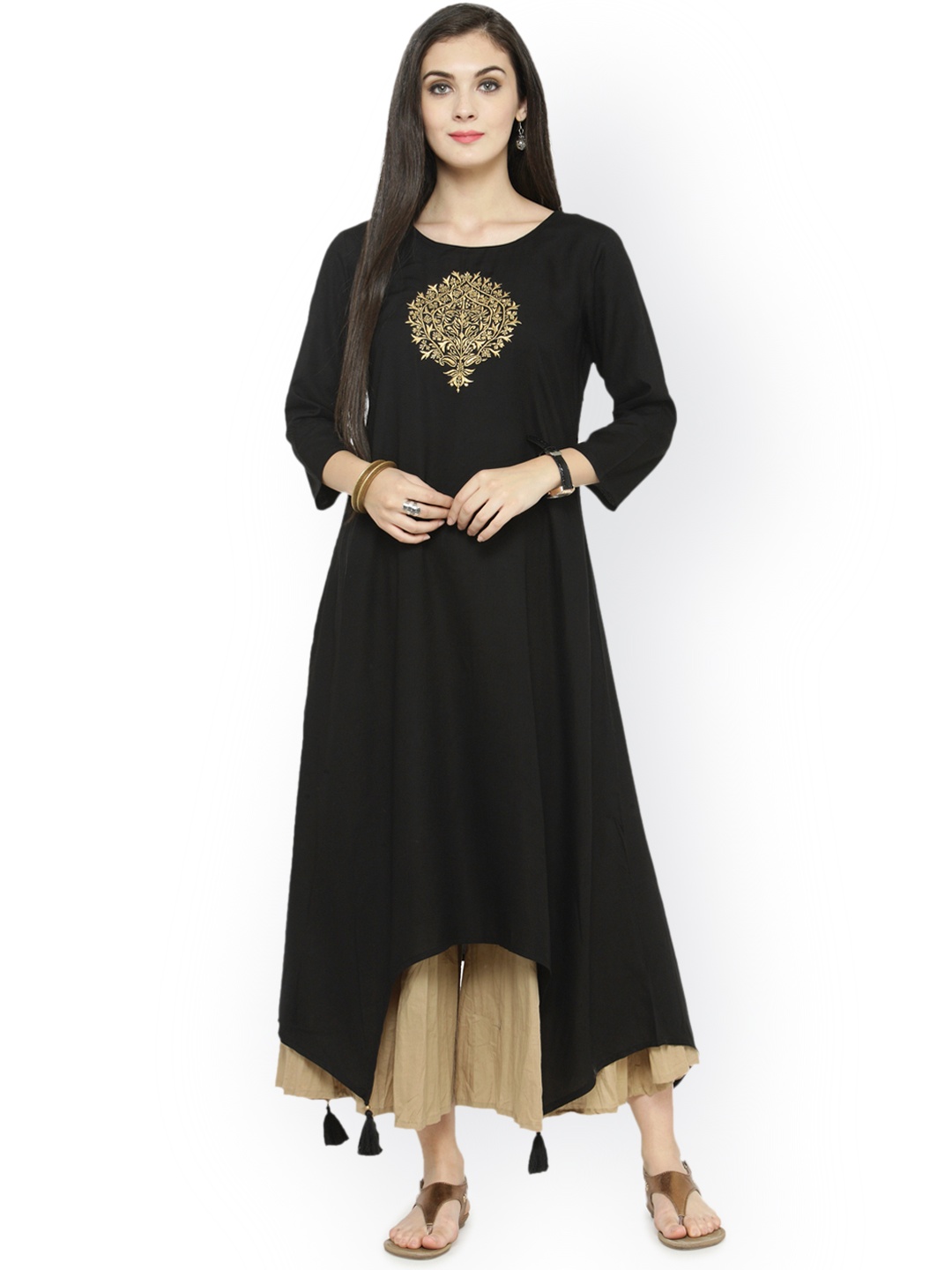 

Varanga Women Black Embroidered Kurta with Palazzos