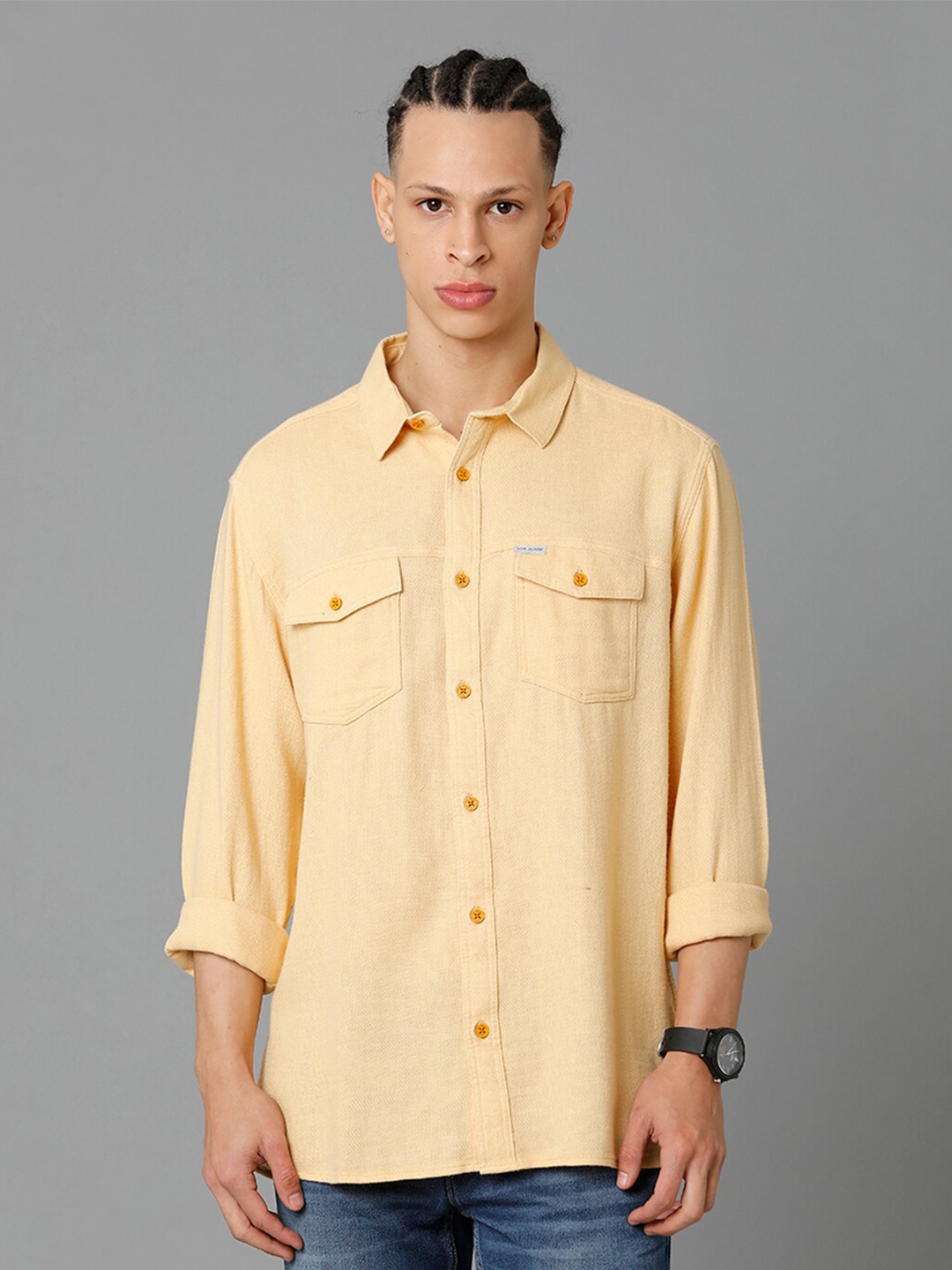 

Voi Jeans Spread Collar Slim Fit Casual Shirt, Yellow