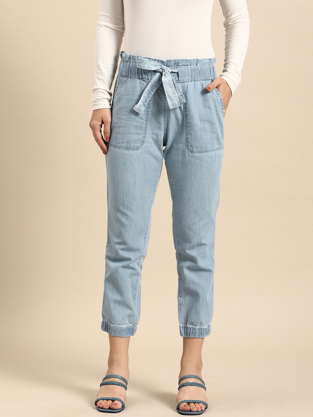 

all about you High-Rise Cropped Pure Cotton Joggers, Blue