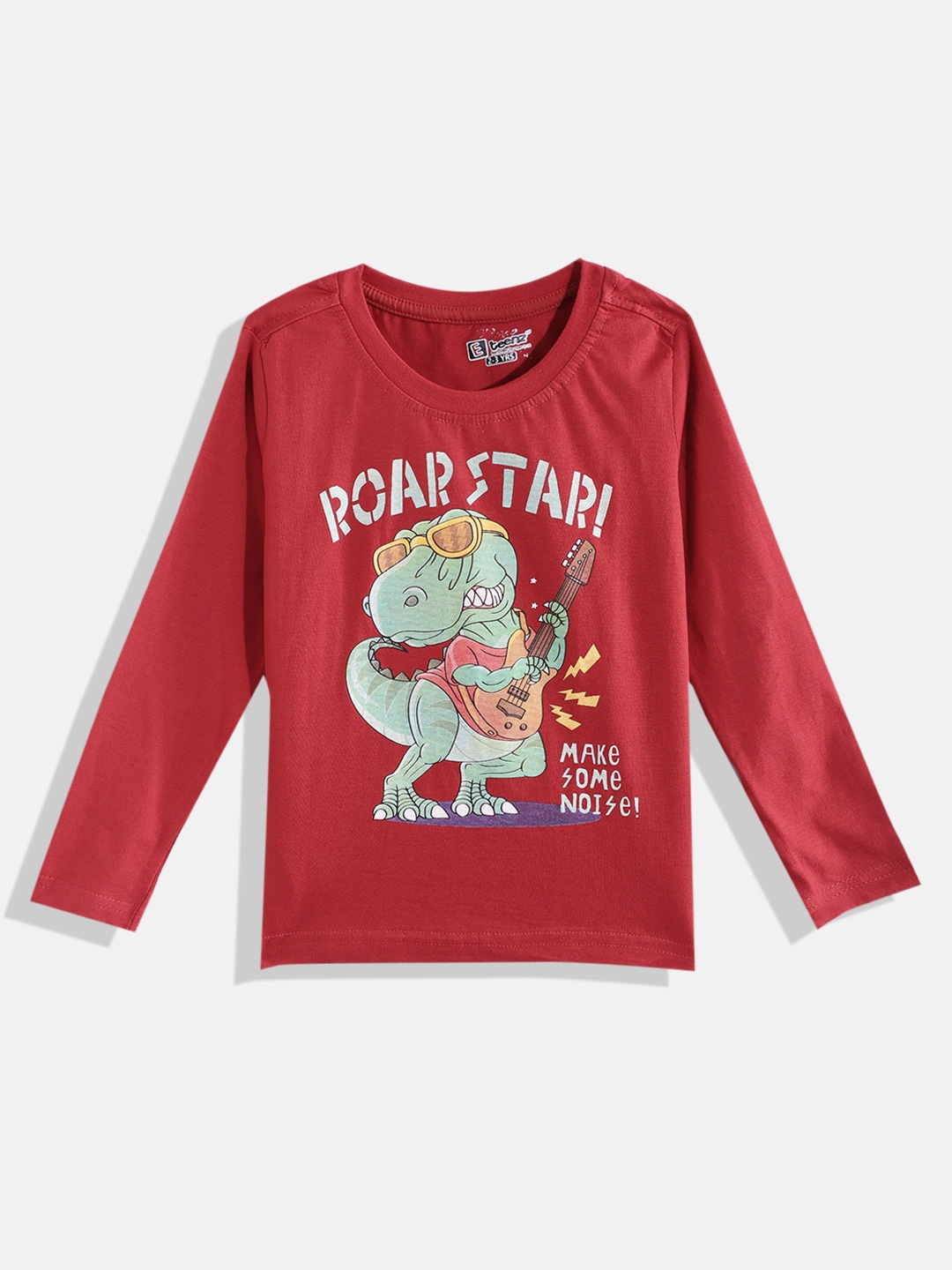 

Eteenz Boys Pure Cotton Graphic Printed T-shirt, Red