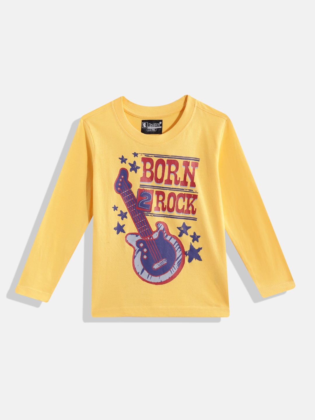 

Eteenz Boys Graphic & Typography Printed Pure Cotton T-shirt, Yellow
