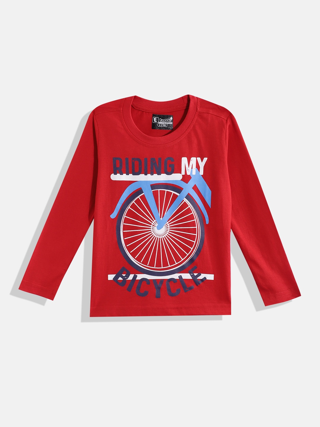 

Eteenz Boys Graphic & Typography Printed Pure Cotton T-shirt, Red