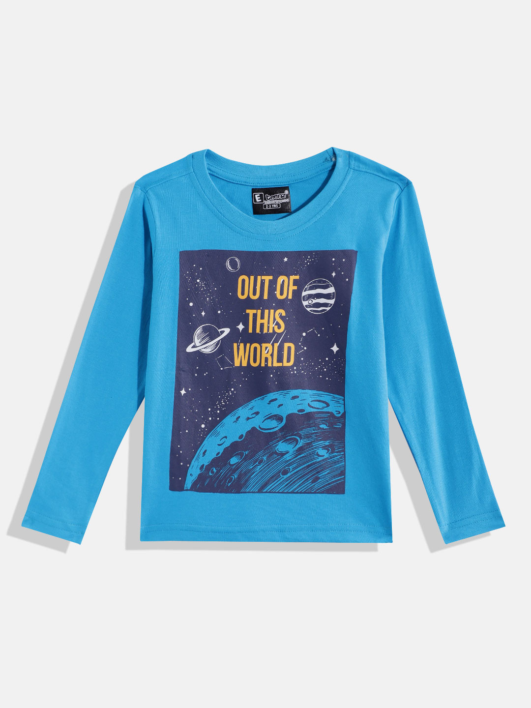 

Eteenz Boys Graphic & Typography Printed Pure Cotton T-shirt, Blue