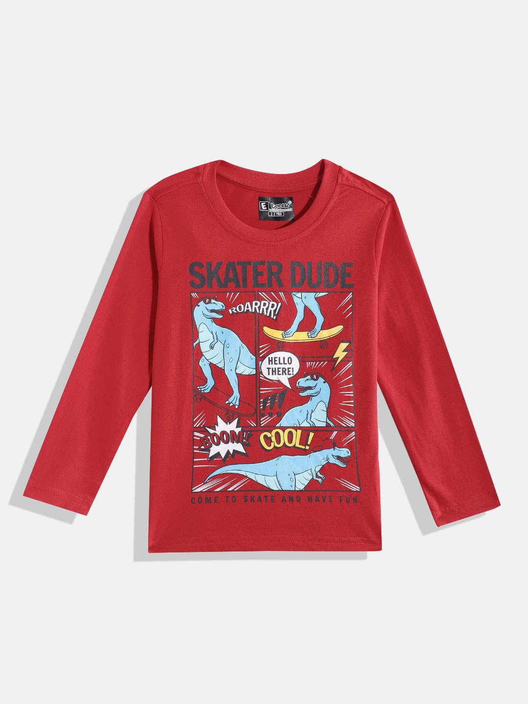 

Eteenz Boys Graphic & Typography Printed Pure Cotton T-shirt, Red