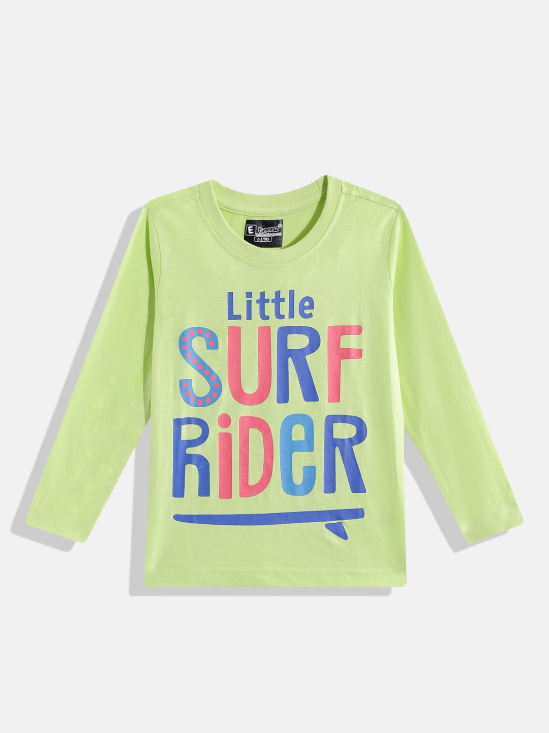 

Eteenz Boys Pure Cotton Typography Printed T-shirt, Green