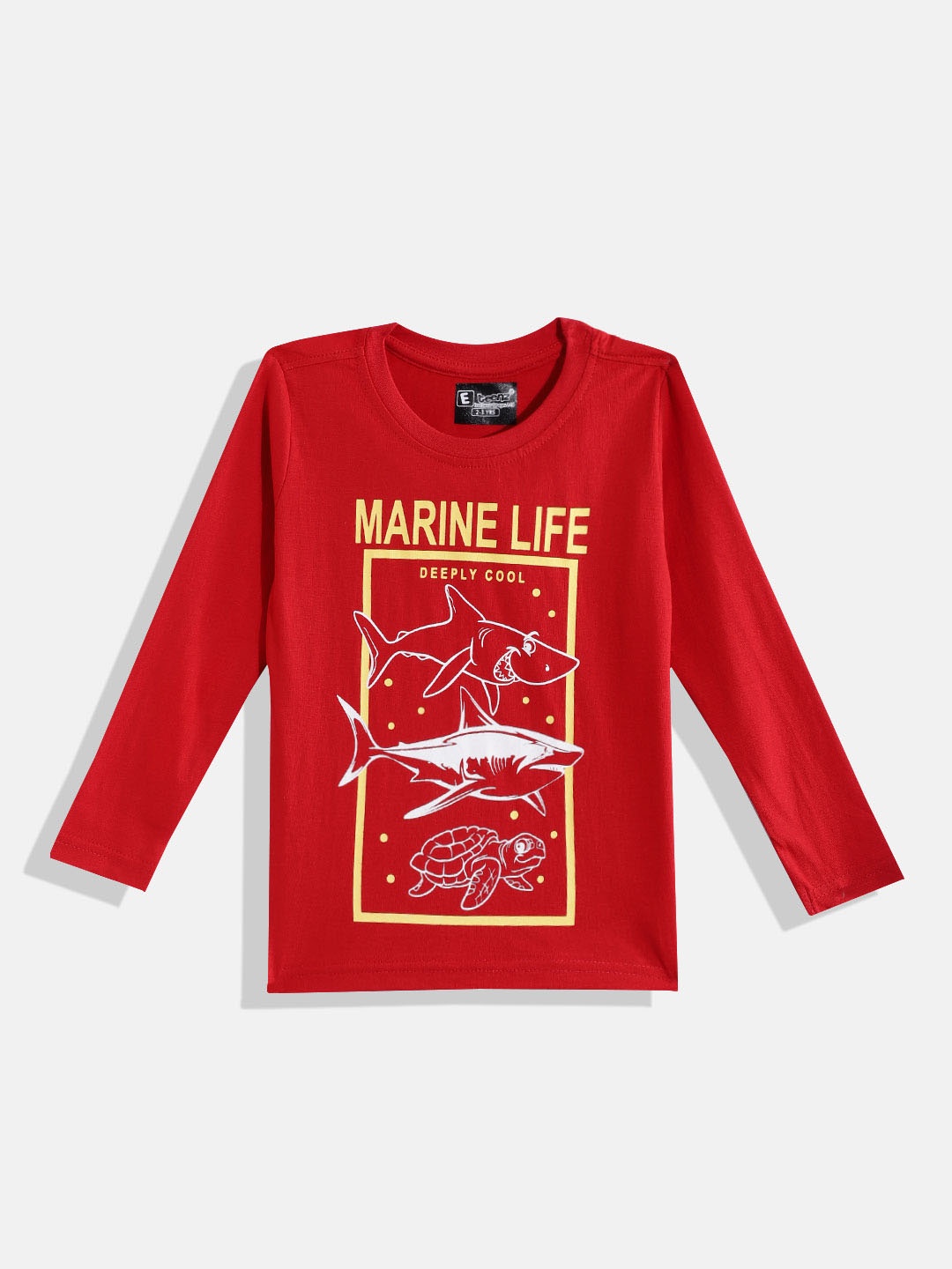 

Eteenz Boys Pure Cotton Typography Printed T-shirt, Red