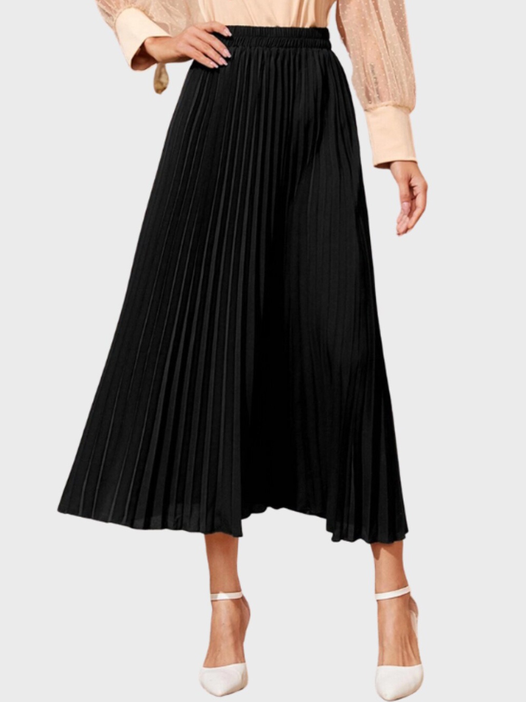 

BUY NEW TREND Pleated A-Line Midi Skirt, Black