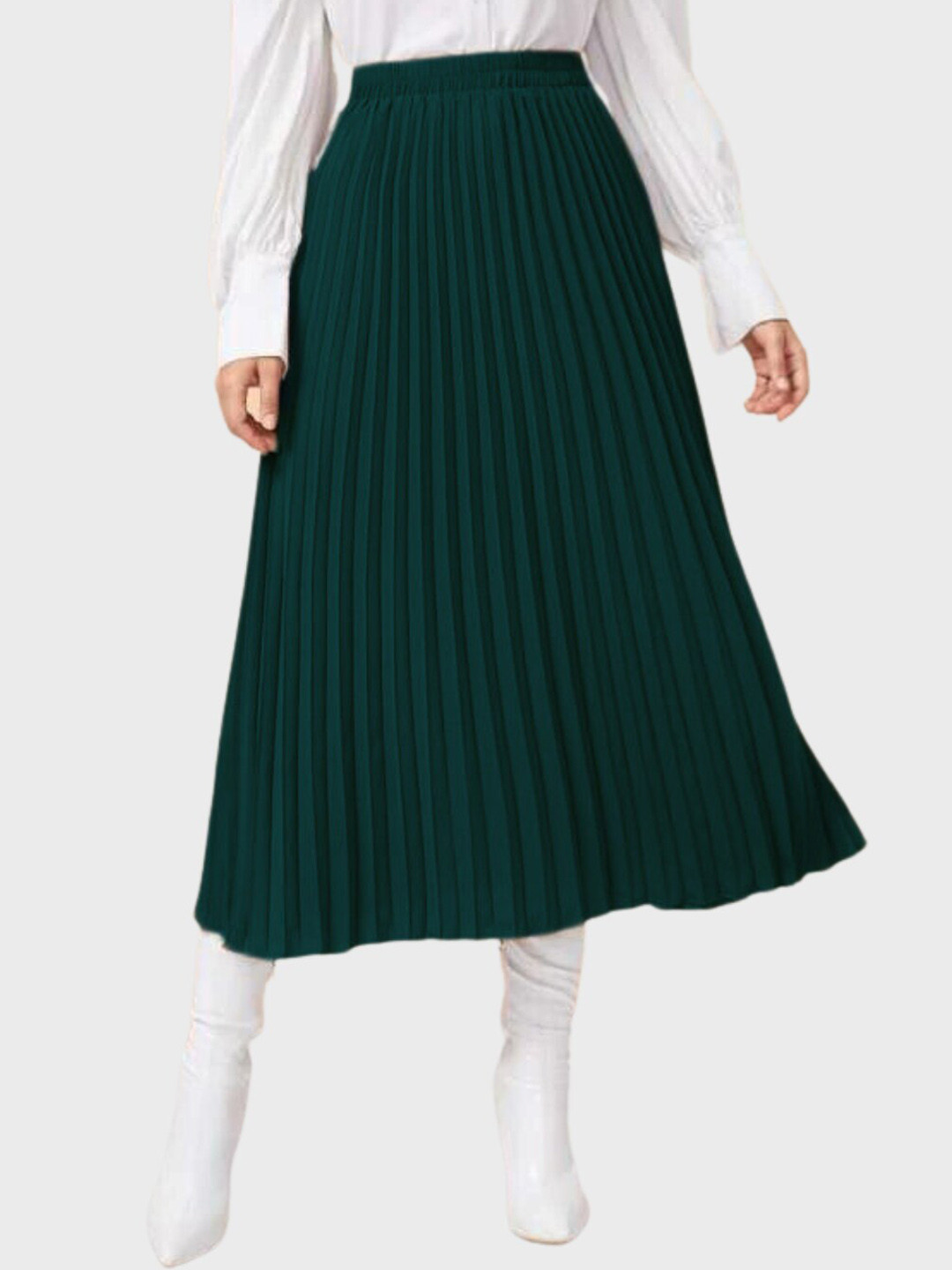 

BUY NEW TREND Pleated A-Line Midi Skirt, Green