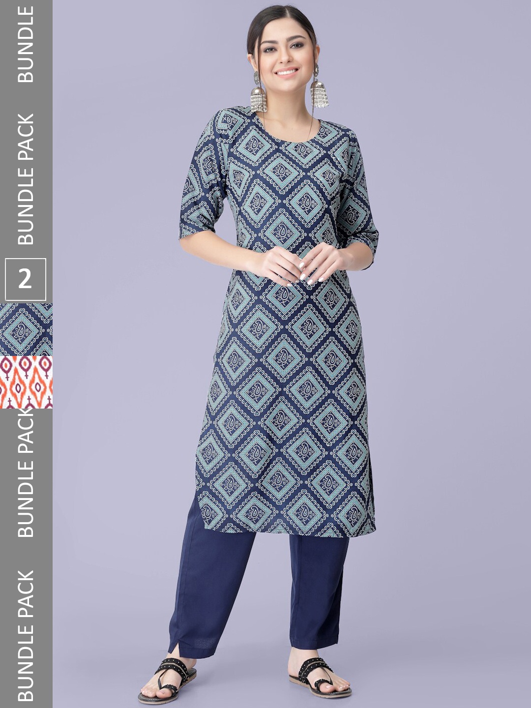 

7Threads Pack of 2 Printed Kurtas with Trousers, Off white