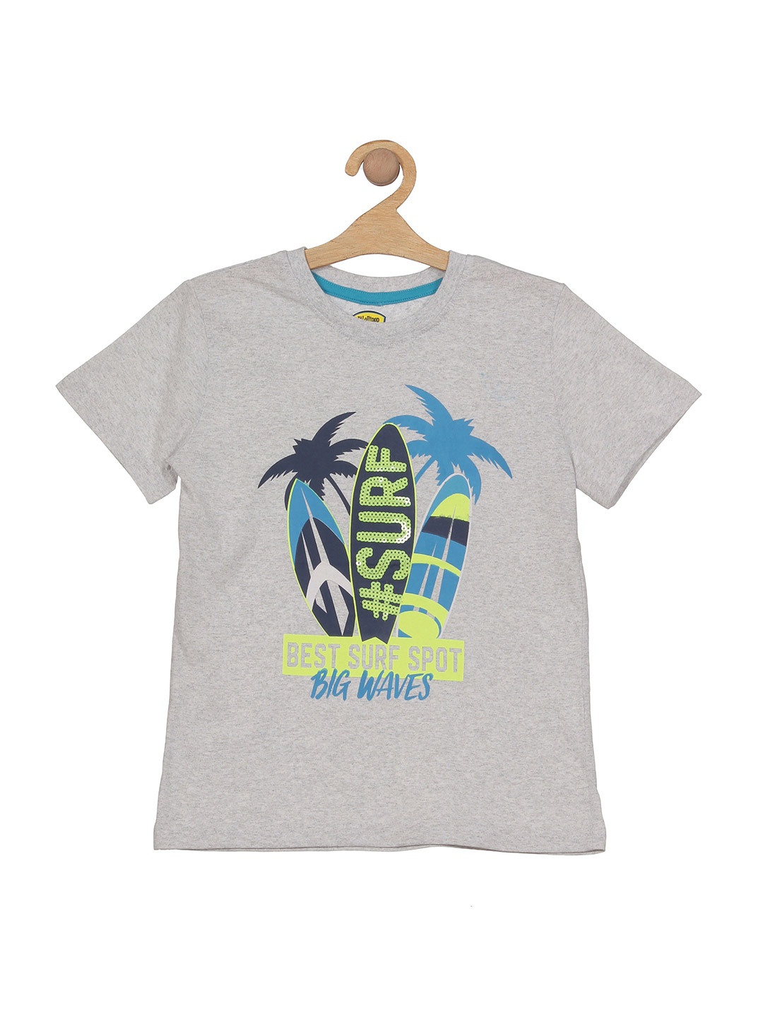 

Lil Lollipop Kids Tropical Printed Pure Cotton T-shirt, Grey