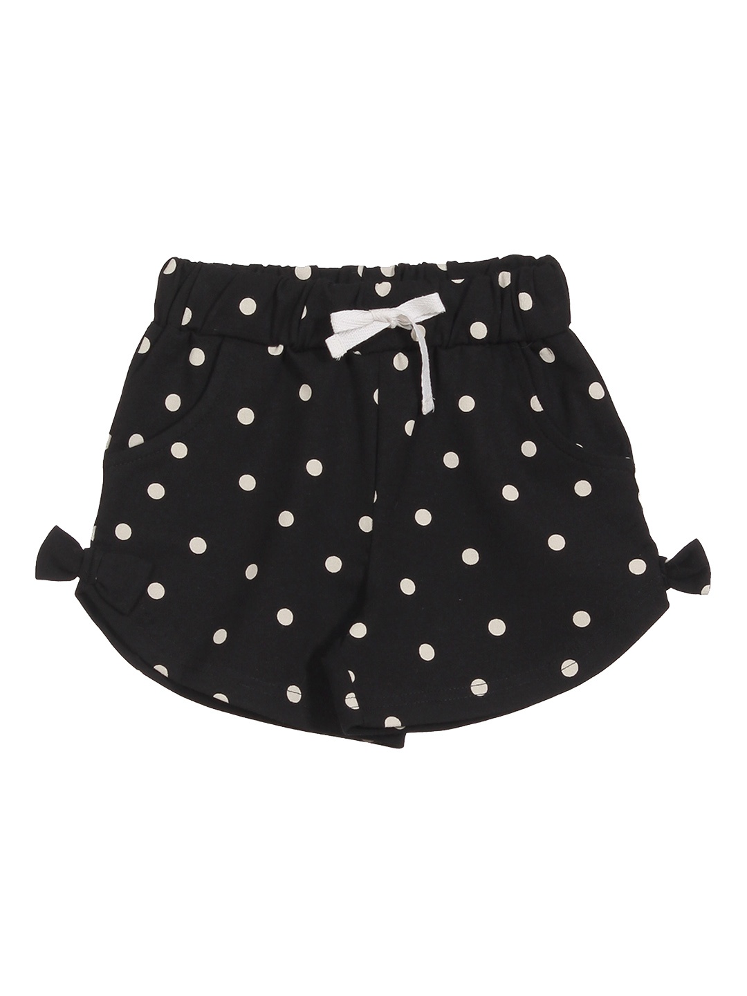 

Lil Lollipop Girls Polka Dot Printed Pure Cotton Shorts, Black