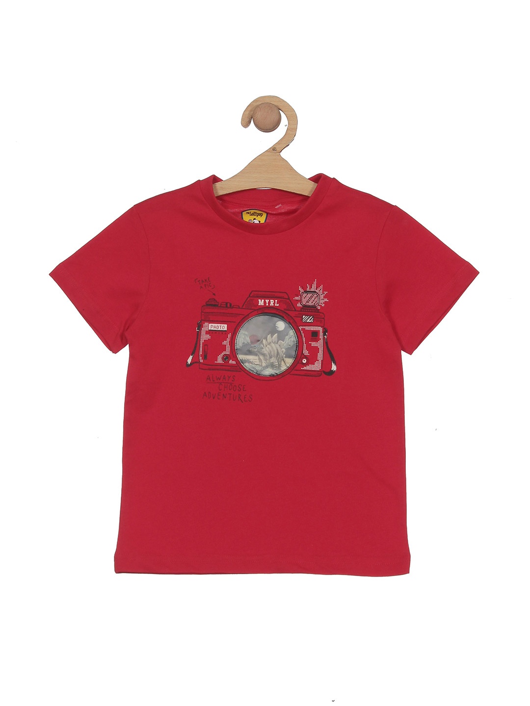 

Lil Lollipop Kids Graphic Printed Pure Cotton T-shirt, Red
