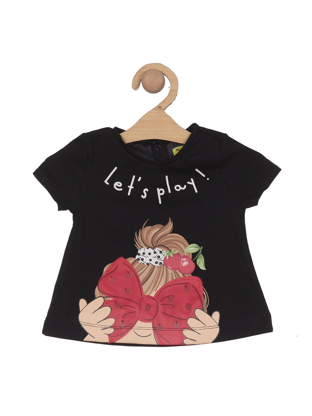 

Lil Lollipop Girls Graphic Printed Pure Cotton Top, Black
