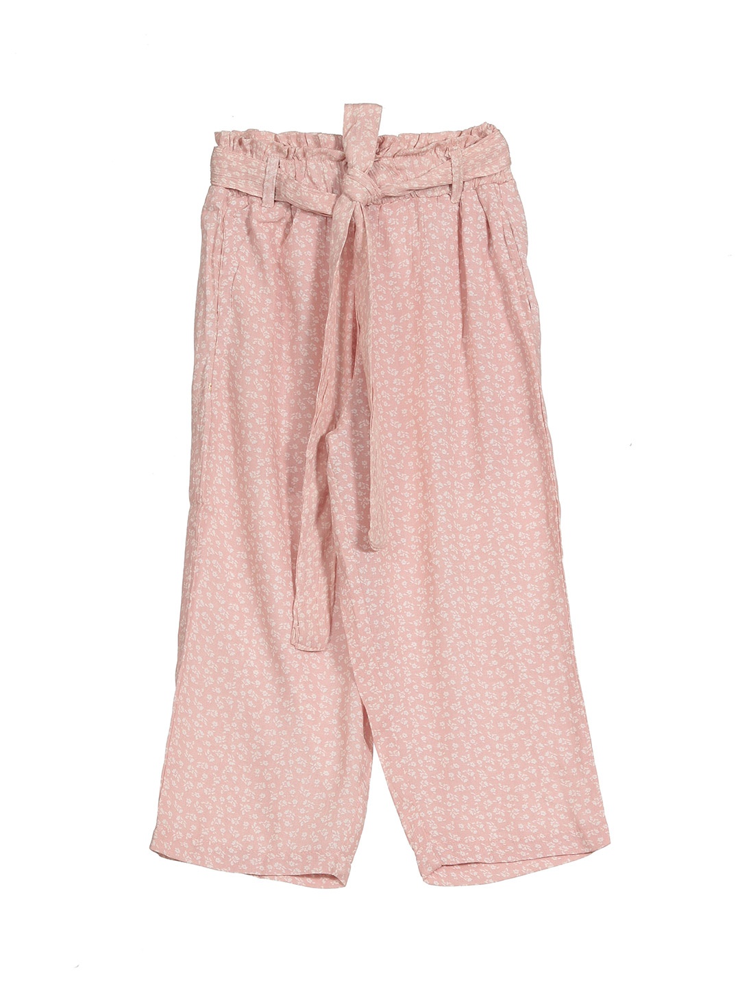 

Lil Lollipop Girls Floral Printed Flared Knitted Pure Cotton Palazzos, Pink