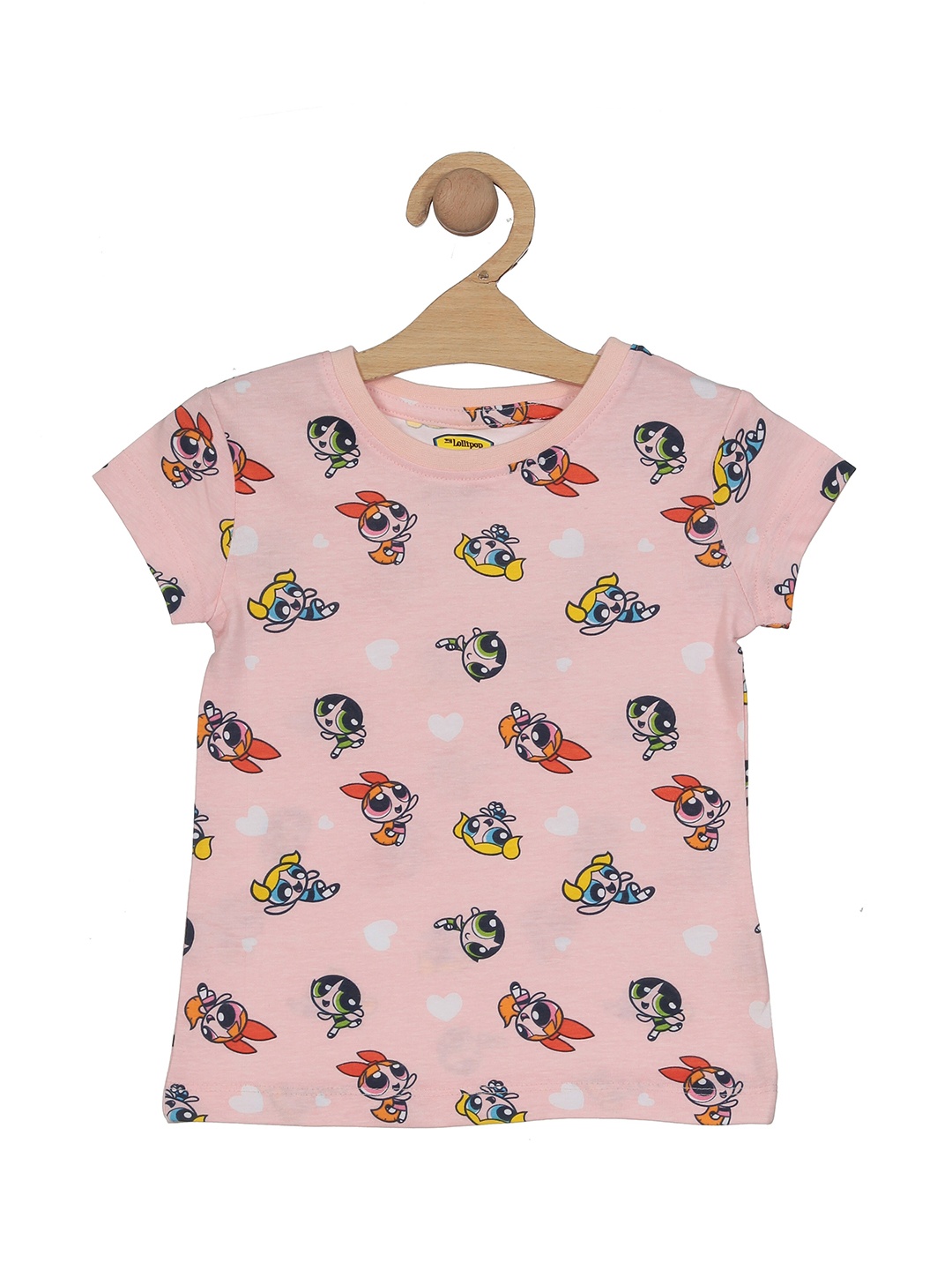 

Lil Lollipop Girls Powerpuff Printed Pure Cotton T-shirt, Pink
