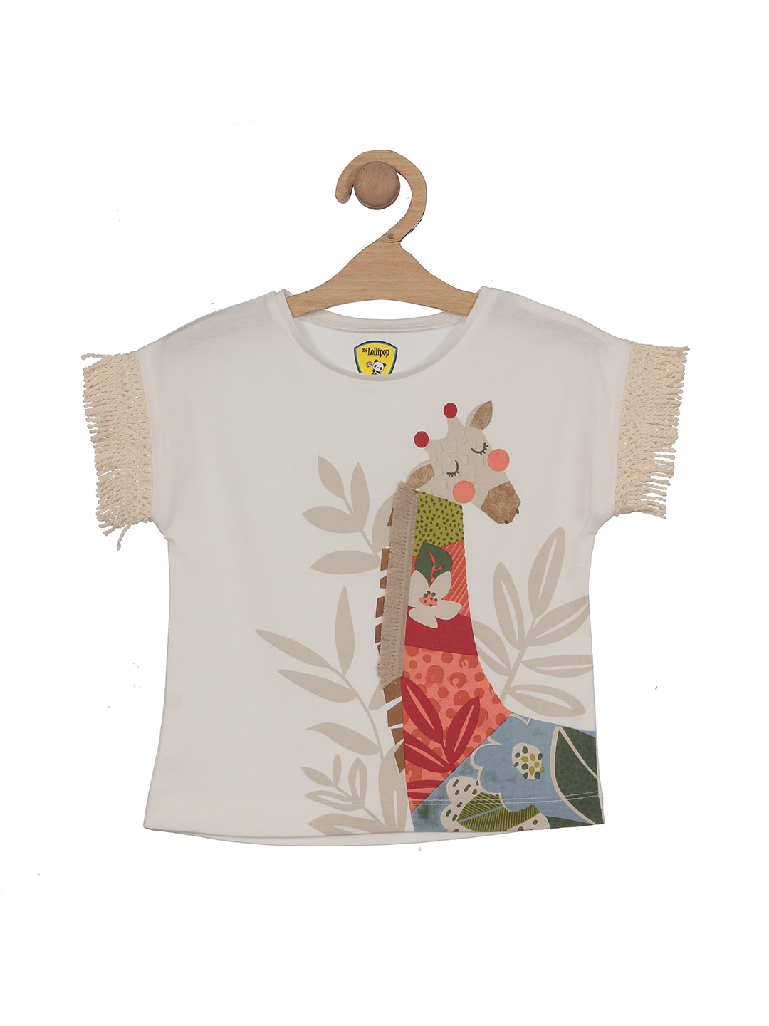 

Lil Lollipop Girls Graphic Printed Embellished Pure Cotton Top, White