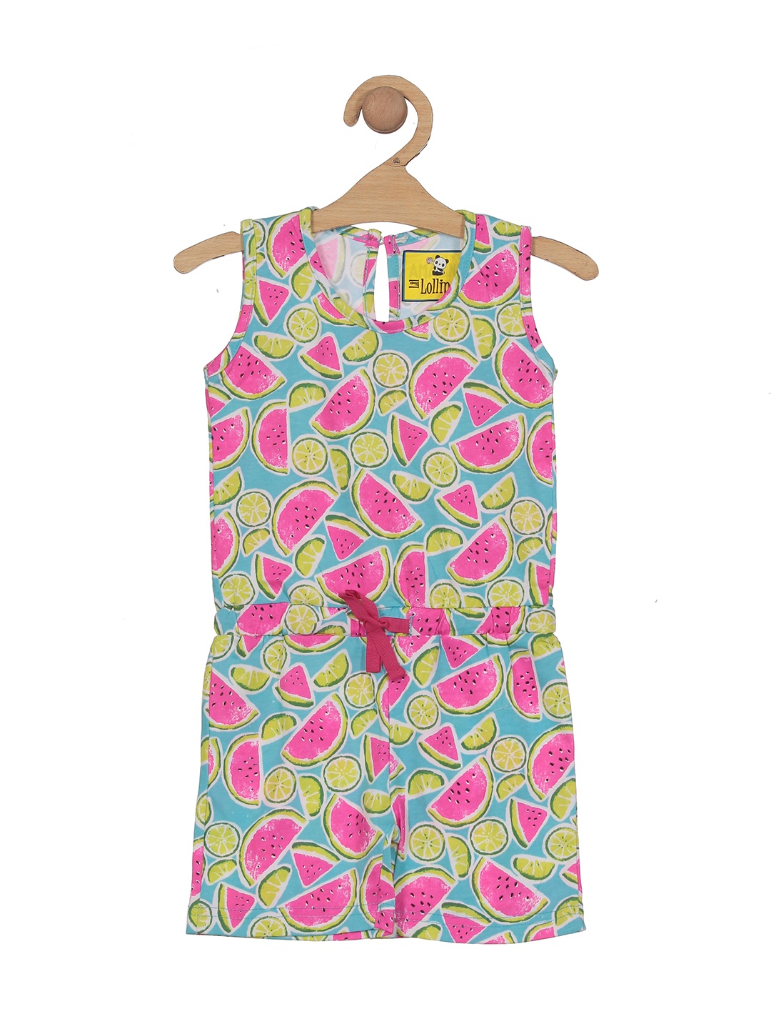 

Lil Lollipop Girls Printed Pure Cotton Jumpsuit, Blue