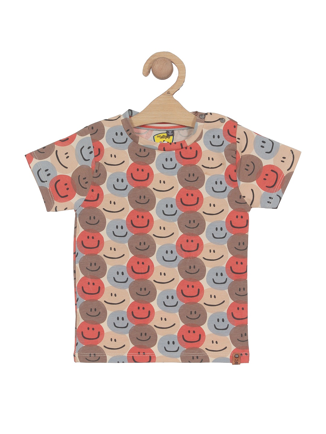 

Lil Lollipop Kids Conversational Printed Pure Cotton T-shirt, Beige