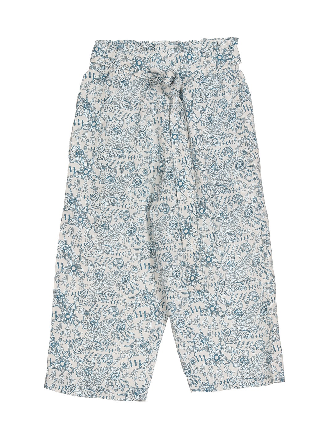 

Lil Lollipop Girls Floral Printed Pure Cotton Flared Knitted Palazzos, Blue