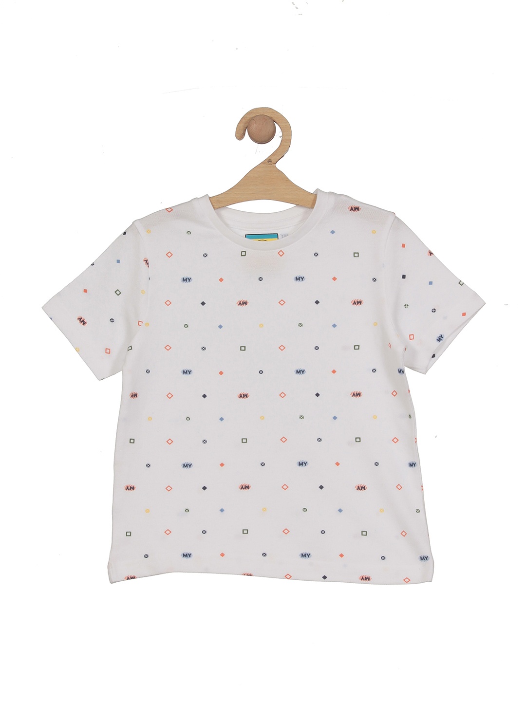 

Lil Lollipop Kids Micro And Ditsy Printed Pure Cotton T-shirt, White